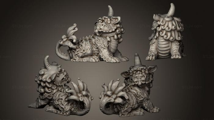 Статуэтки львы тигры сфинксы (Мифический зверь, STKL_0252) 3D модель для ЧПУ станка